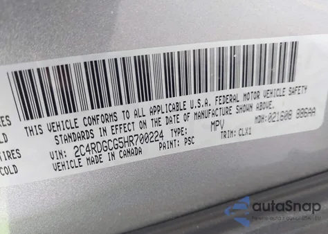 2017 Dodge Grand Caravan Sxt z USA, uszkodzony, nr VIN 2C4RDGCG5HR700224